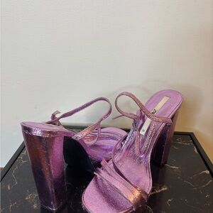 Zara Purple Strappy Block Heels